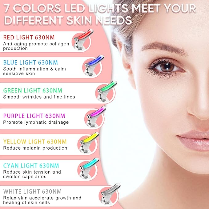 Facial Massager & Neck Sculpting Tool | Anti-Aging Skin Care Device with Thermal, Vibration & Microcurrent | Double Chin & Wrinkle Treatment | 3 Massage Modes & Red Light Therapy | US Shipping