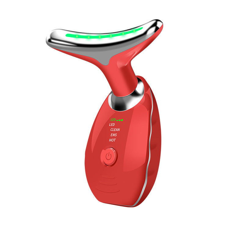 Facial Massager & Neck Sculpting Tool | Anti-Aging Skin Care Device with Thermal, Vibration & Microcurrent | Double Chin & Wrinkle Treatment | 3 Massage Modes & Red Light Therapy | US Shipping