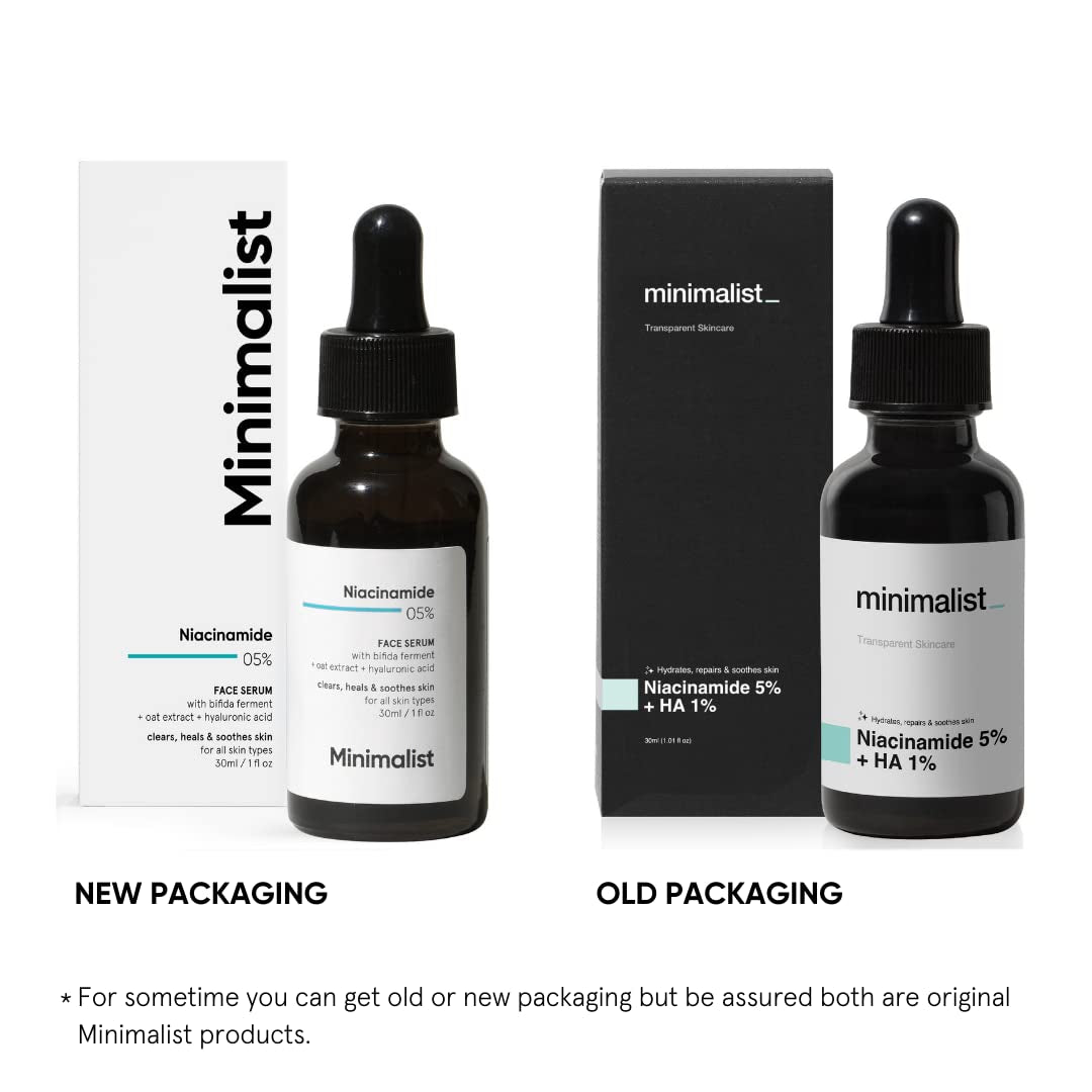 5% Niacinamide Serum for Clear Glowing Skin | with 1% Hyaluronic Acid for Hydration | Pore Minimizer for Face | Clears Acne Marks & Blemishes | for Women & Men | 1 Fl Oz / 30 Ml