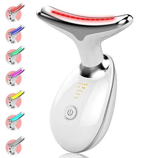 Facial Massager & Neck Sculpting Tool | Anti-Aging Skin Care Device with Thermal, Vibration & Microcurrent | Double Chin & Wrinkle Treatment | 3 Massage Modes & Red Light Therapy | US Shipping
